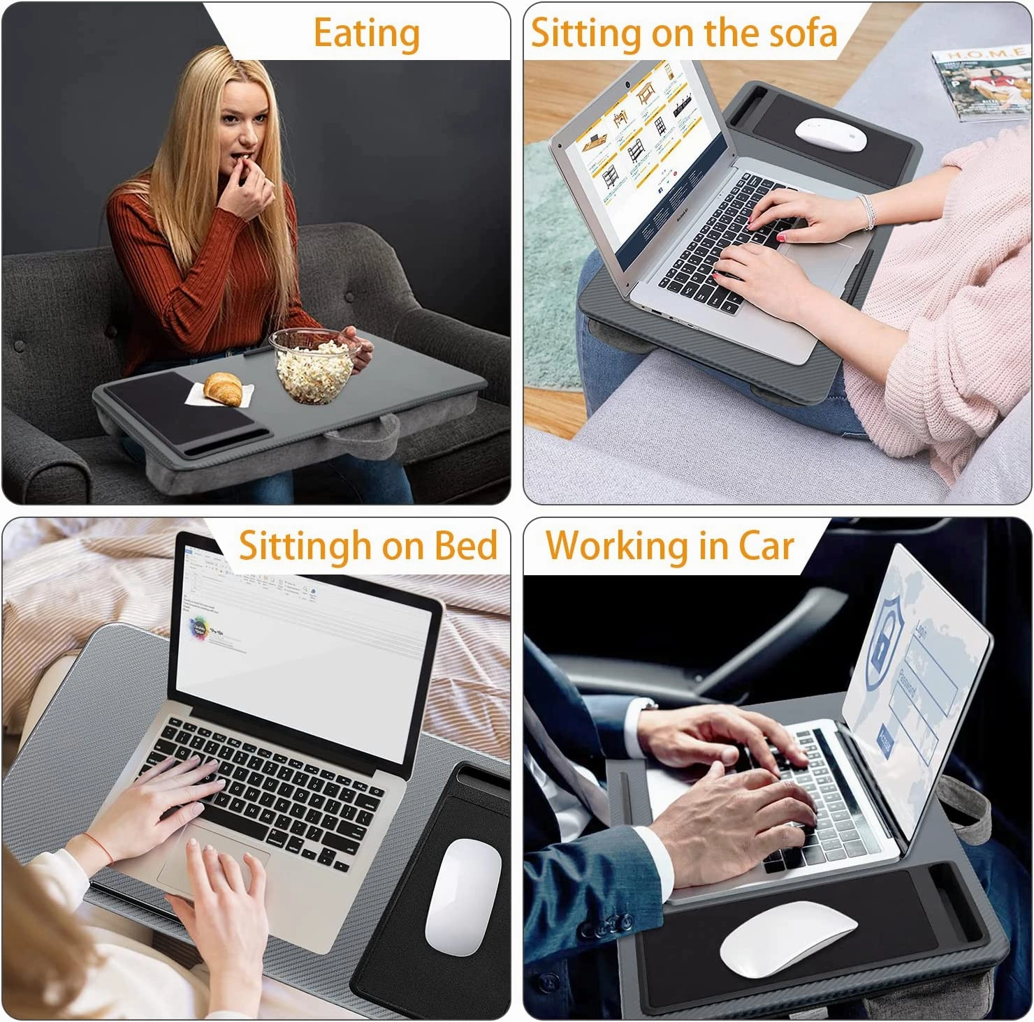 Portable Laptop Desk With Device Ledge, Mouse Pad, And Phone Holder (Silver, 40Cm)