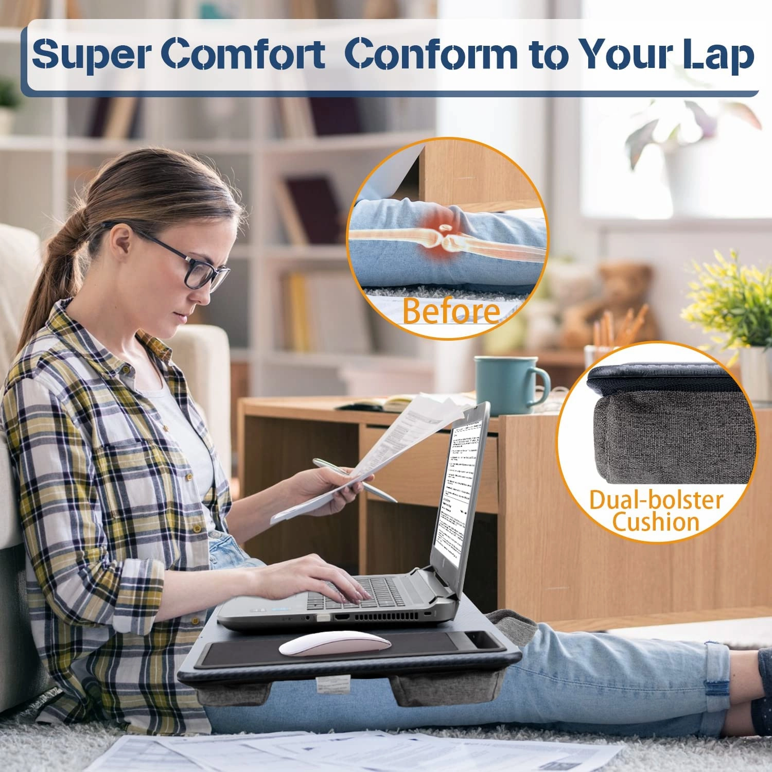 Portable Laptop Desk With Device Ledge, Mouse Pad, And Phone Holder (Silver, 40Cm)