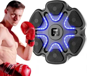 Premium Music Boxing Machine with Gloves, Smart Bluetooth Machine with LED Electronic Wall Mounted, Music Target Workout Punching Equipment for Home (S6-at)