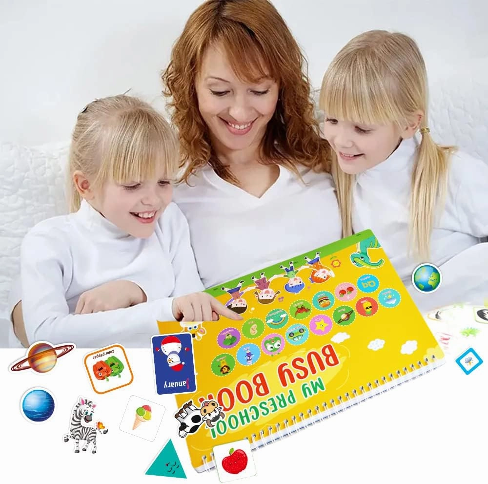 Preschool Busy Book for Boys Girls– 15 Interactive Learning Themes Quiet Book, Ideal Montessori-Inspired Educational Toy for Kids & Preschoolers, Ideal for Quiet Play & Learning (Style B)