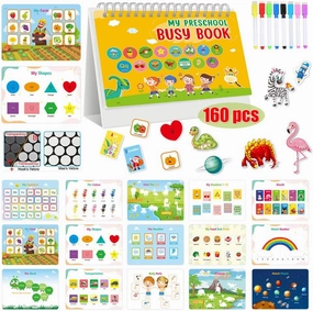 Preschool Busy Book for Boys Girls– 15 Interactive Learning Themes Quiet Book, Ideal Montessori-Inspired Educational Toy for Kids & Preschoolers, Ideal for Quiet Play & Learning (Style B)