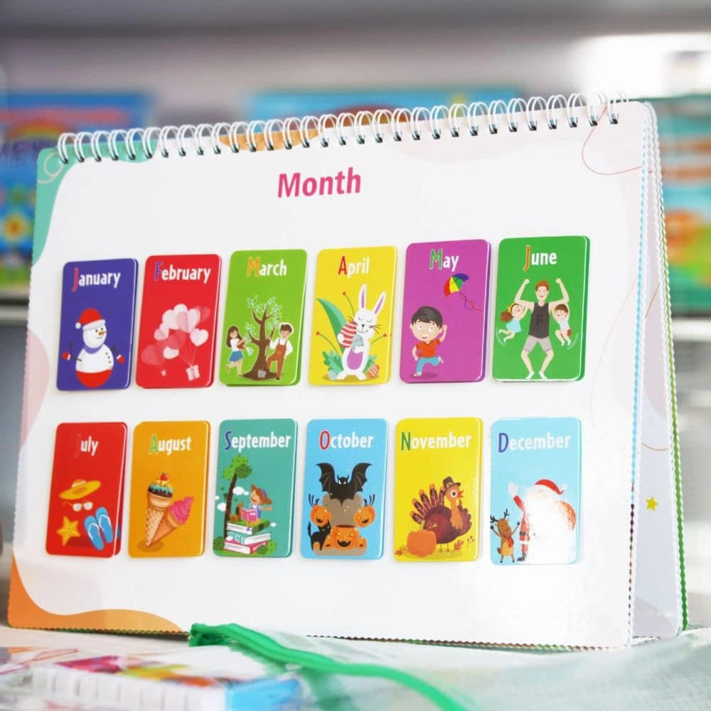 Preschool Busy Book for Boys Girls– 15 Interactive Learning Themes Quiet Book, Ideal Montessori-Inspired Educational Toy for Kids & Preschoolers, Ideal for Quiet Play & Learning (Style B)