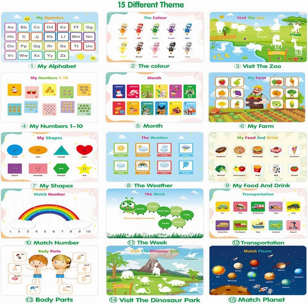 Preschool Busy Book for Boys Girls– 15 Interactive Learning Themes Quiet Book, Ideal Montessori-Inspired Educational Toy for Kids & Preschoolers, Ideal for Quiet Play & Learning (Style B)