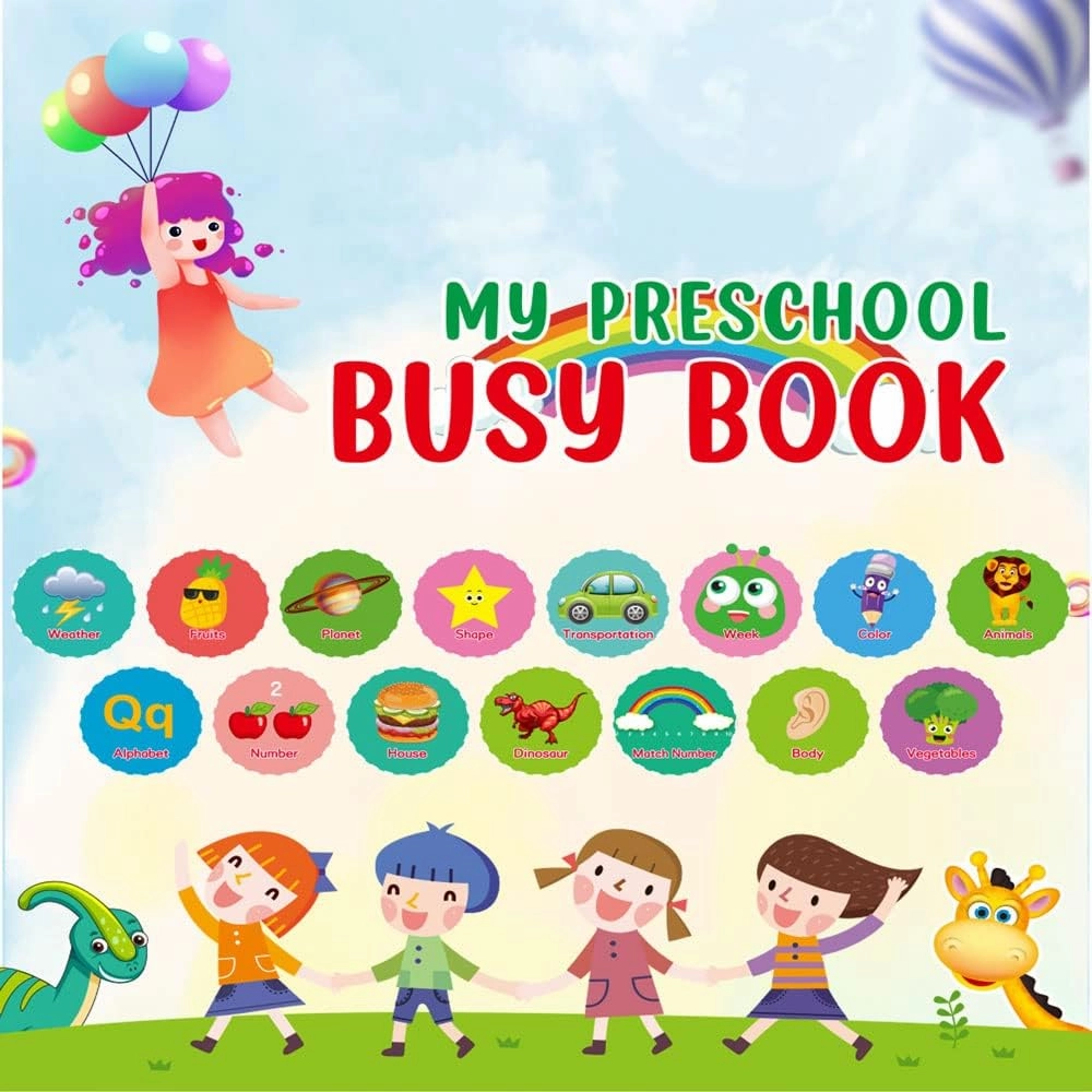 Preschool Busy Book for Boys Girls– 15 Interactive Learning Themes Quiet Book, Ideal Montessori-Inspired Educational Toy for Kids & Preschoolers, Ideal for Quiet Play & Learning (Style B)