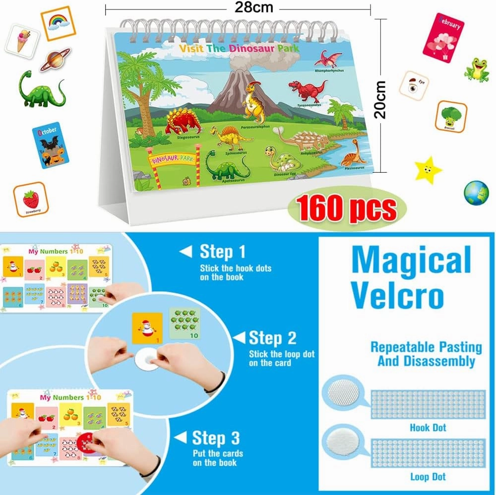 Preschool Busy Book for Boys Girls– 15 Interactive Learning Themes Quiet Book, Ideal Montessori-Inspired Educational Toy for Kids & Preschoolers, Ideal for Quiet Play & Learning (Style B)