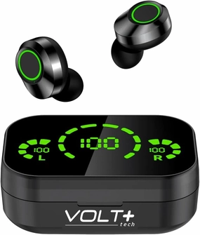 Pro Earbuds Wireless V5.3 LED Compatible with Meizu Lucky 08 IPX4 Water & Sweatproof/Noise Reduction/Quad Mic Plus 1200mah PowerBank