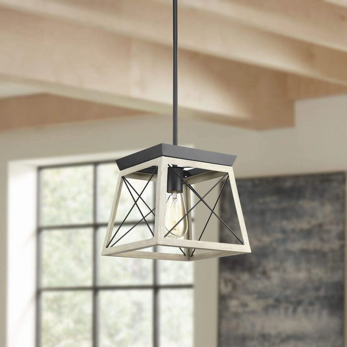 Progress Lighting Briarwood Collection 1-Light Coastal Mini-Pendant Light Graphite, Black