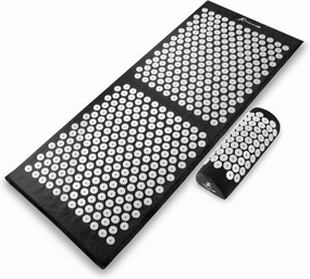 ProsourceFit Acupressure Mat and Pillow Set for Back/Neck Pain Relief and Muscle Relaxation, XL - Black/White