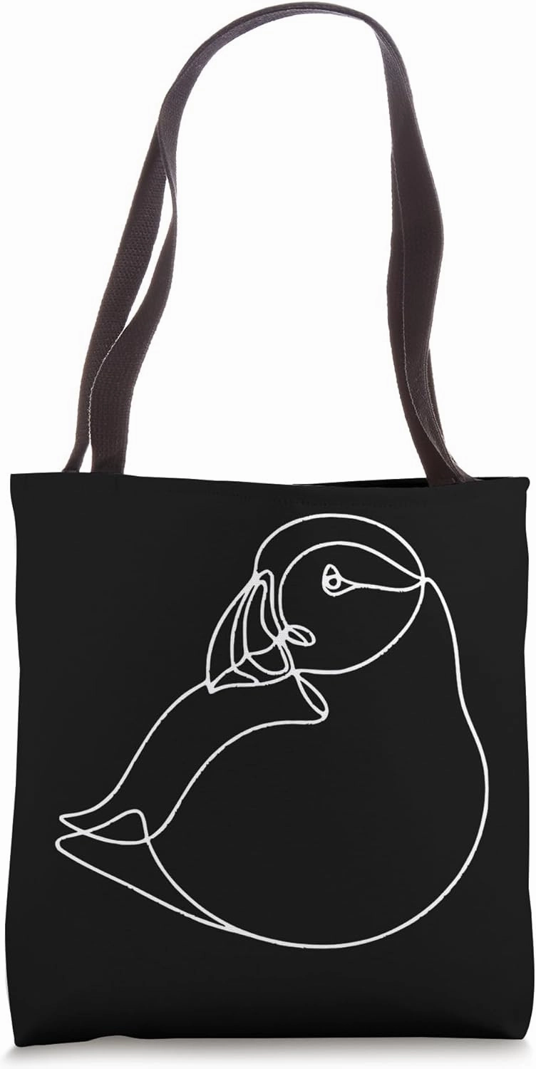 Puffin Sea Bird Line Art Bird Art Zoologist Tote Bag