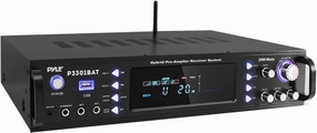 Pyle 3000W Bluetooth 5.0 Home Stereo Amplifier - Hybrid Multi-Channel Audio Receiver w/ AM/FM Radio - MP3/USB - AUX - RCA - 2 Mic Inputs - Speaker Selector - Rack Mount - Remote - P3301BAT