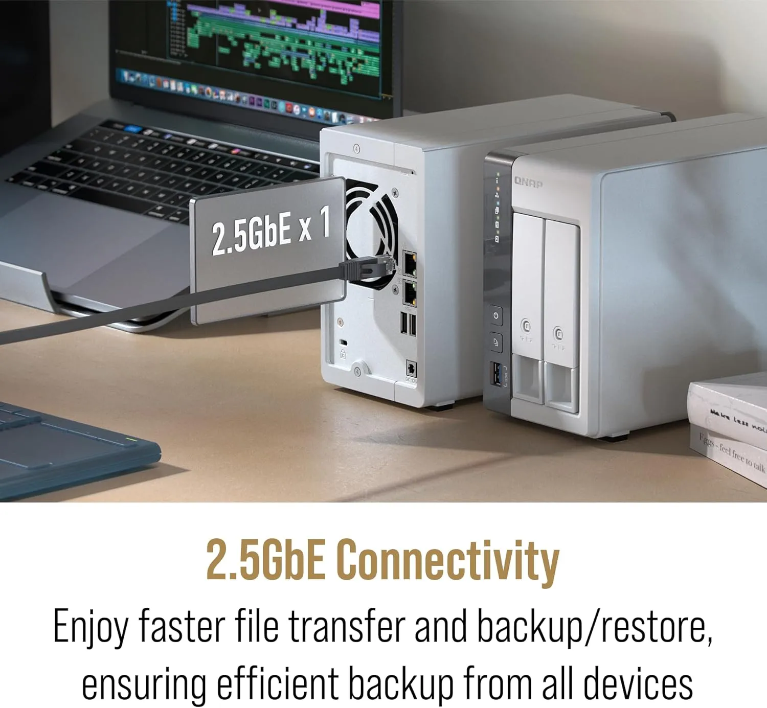 QNAP TS-216G-US - The Most Affordable 2-Bay 2.5GbE Desktop NAS, Equipped with ARM Cortex-A55 Quad-Core CPU, Built-in NPU and 4GB DDR4 RAM (Diskless)