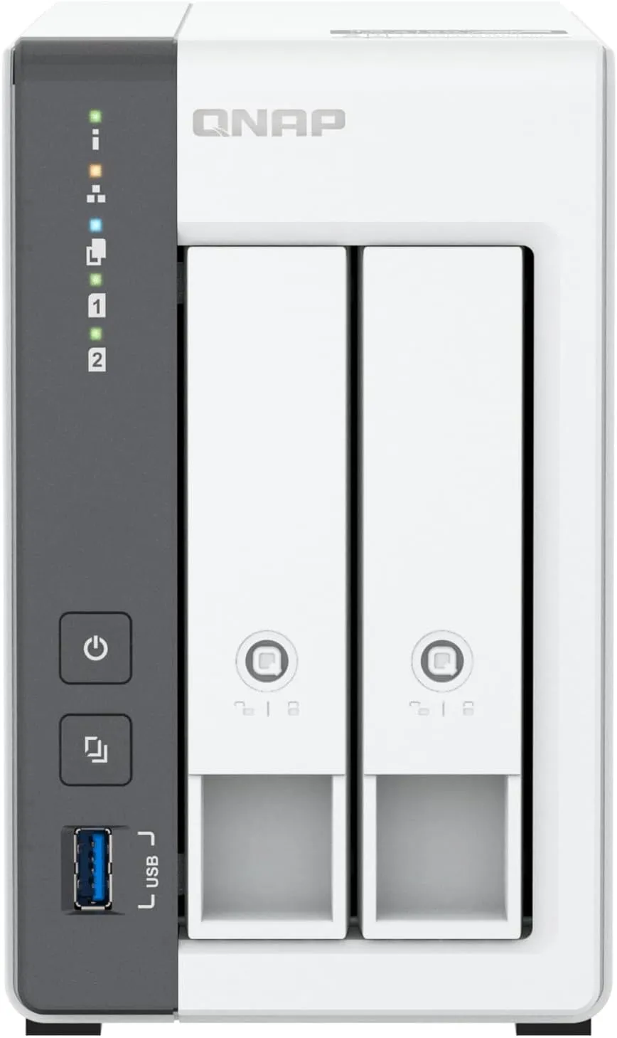 QNAP TS-216G-US - The Most Affordable 2-Bay 2.5GbE Desktop NAS, Equipped with ARM Cortex-A55 Quad-Core CPU, Built-in NPU and 4GB DDR4 RAM (Diskless)