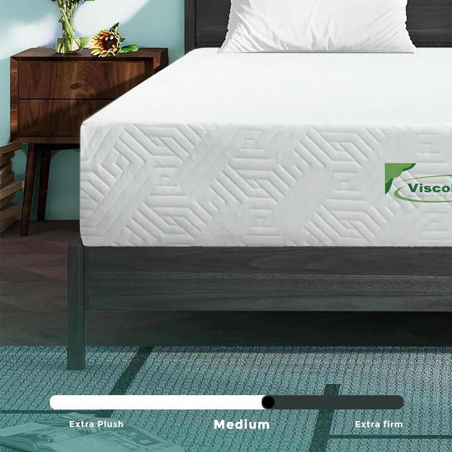 Queen Size Mattress Eco-Friendly Cool Sleep & Pressure Relief, Medium Firm Reversible CertiPUR-US Certified Mattress in a Box High Density Supportive with Removable Zipper Cover (8 inch Queen)