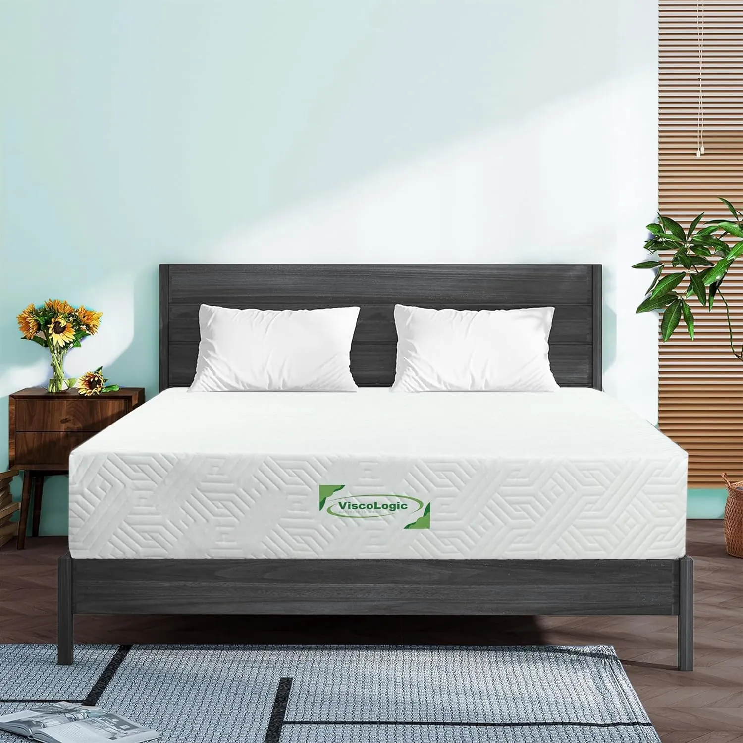 Queen Size Mattress Eco-Friendly Cool Sleep & Pressure Relief, Medium Firm Reversible CertiPUR-US Certified Mattress in a Box High Density Supportive with Removable Zipper Cover (8 inch Queen)
