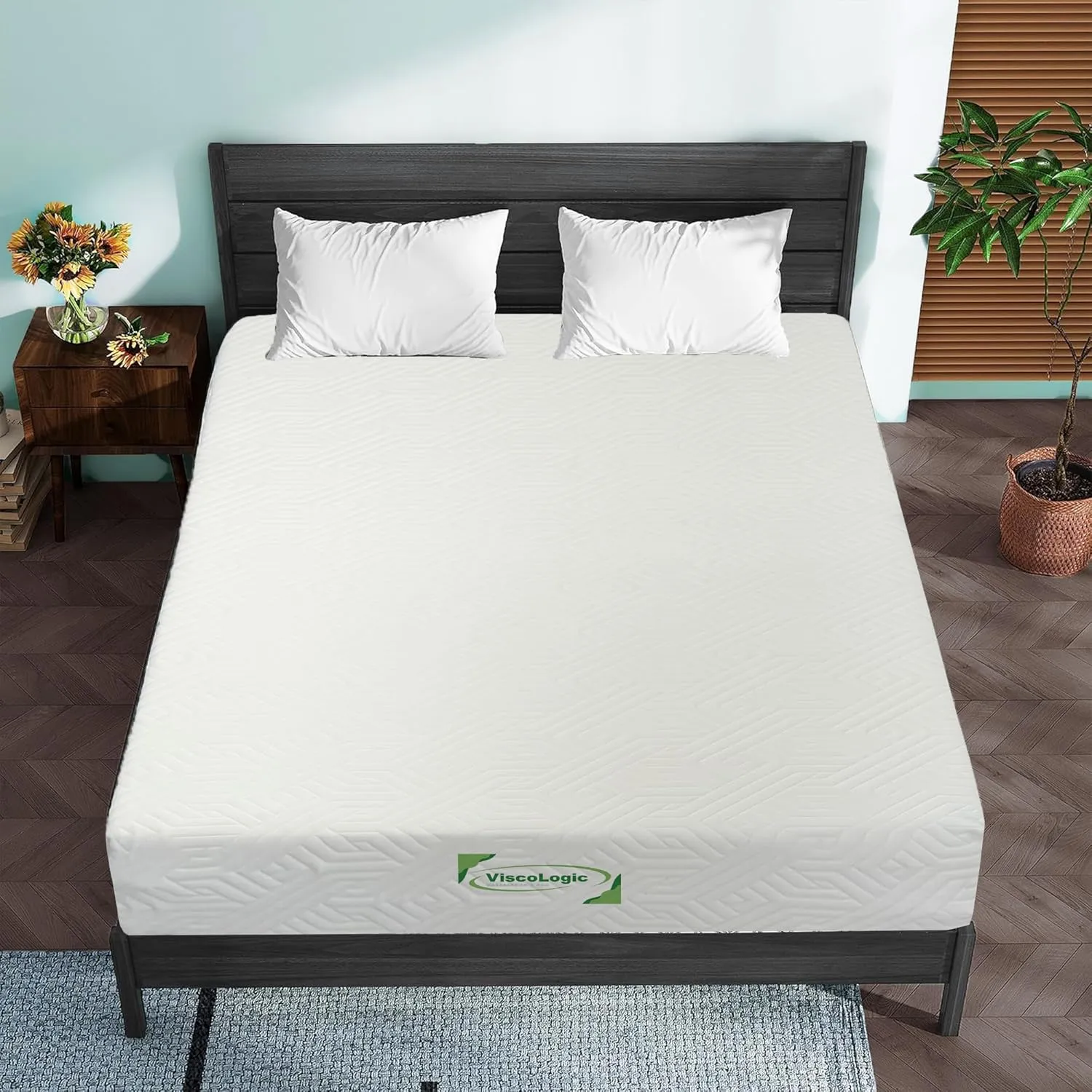 Queen Size Mattress Eco-Friendly Cool Sleep & Pressure Relief, Medium Firm Reversible CertiPUR-US Certified Mattress in a Box High Density Supportive with Removable Zipper Cover (8 inch Queen)