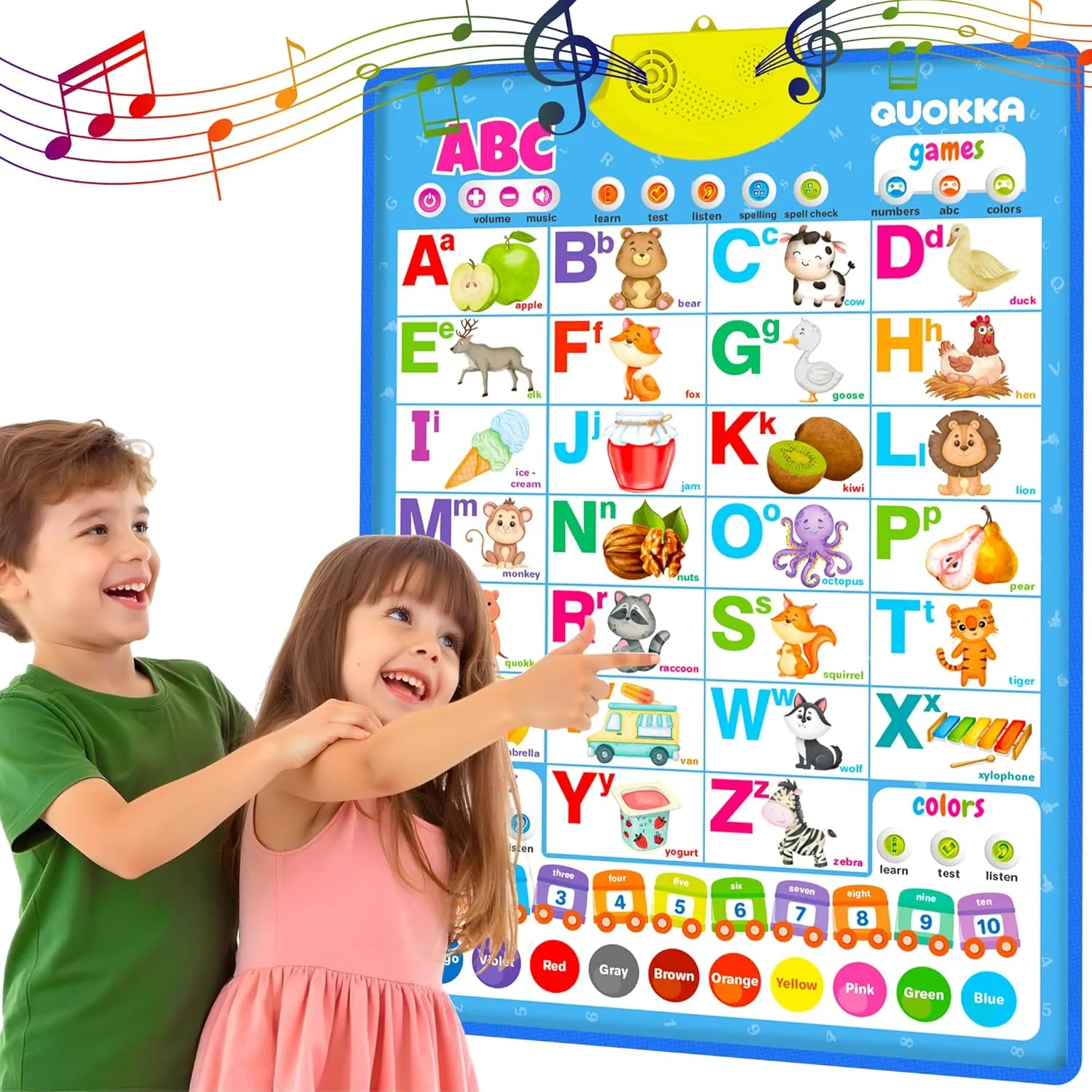 QUOKKA Educational Toys for Kids 5-7 Year Old - Vertical ABC Learning Wall Chart for Toddlers Age 3 4 6  - Interactive Speech Therapy Poster Boy Girl - Autism Puzzle Game 8-10-12