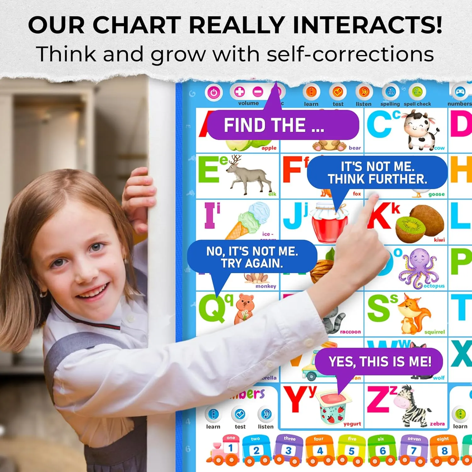 QUOKKA Educational Toys for Kids 5-7 Year Old - Vertical ABC Learning Wall Chart for Toddlers Age 3 4 6  - Interactive Speech Therapy Poster Boy Girl - Autism Puzzle Game 8-10-12