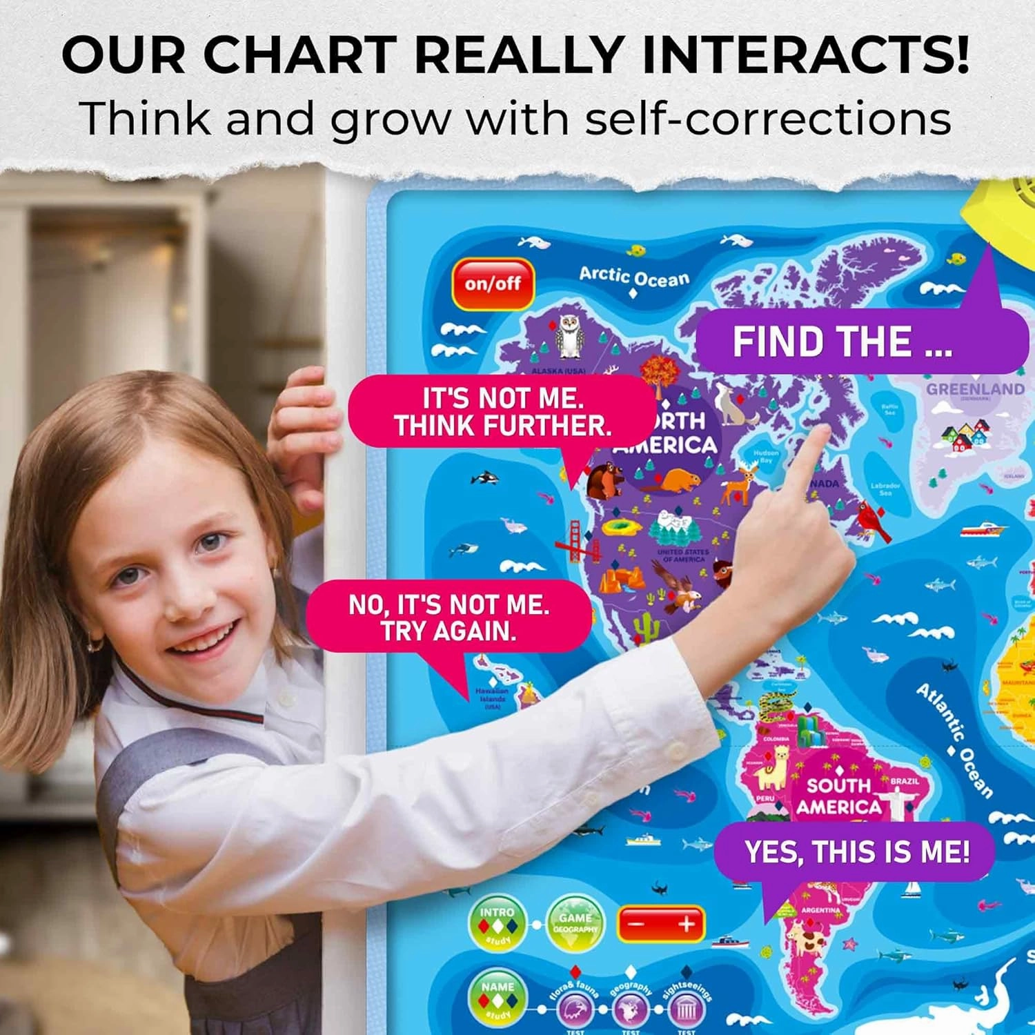 QUOKKA Educational Toys for Kids 5-7 Year Old - World Map Learning Wall Chart for Toddlers Age 3 4 6  - Interactive Speech Therapy Poster Boy Girl - Autism Puzzle Game 8-10-12