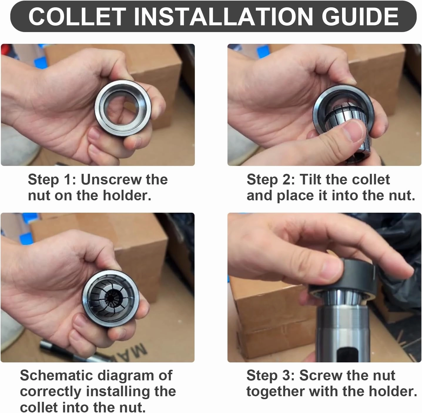 R8 Collet Set with 15 PCS ER40 Collets (0.0004'' Accuracy), R8 ER40 Collet Chuck Set