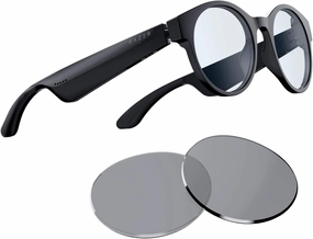 Razer Anzu Smart Glasses: Blue Light Filtering & Polarized Sunglass Lenses - Low Latency Audio - Built-in Mic & Speakers - Touch & Voice Assistant Compatible - 5hrs Battery - Round/Large
