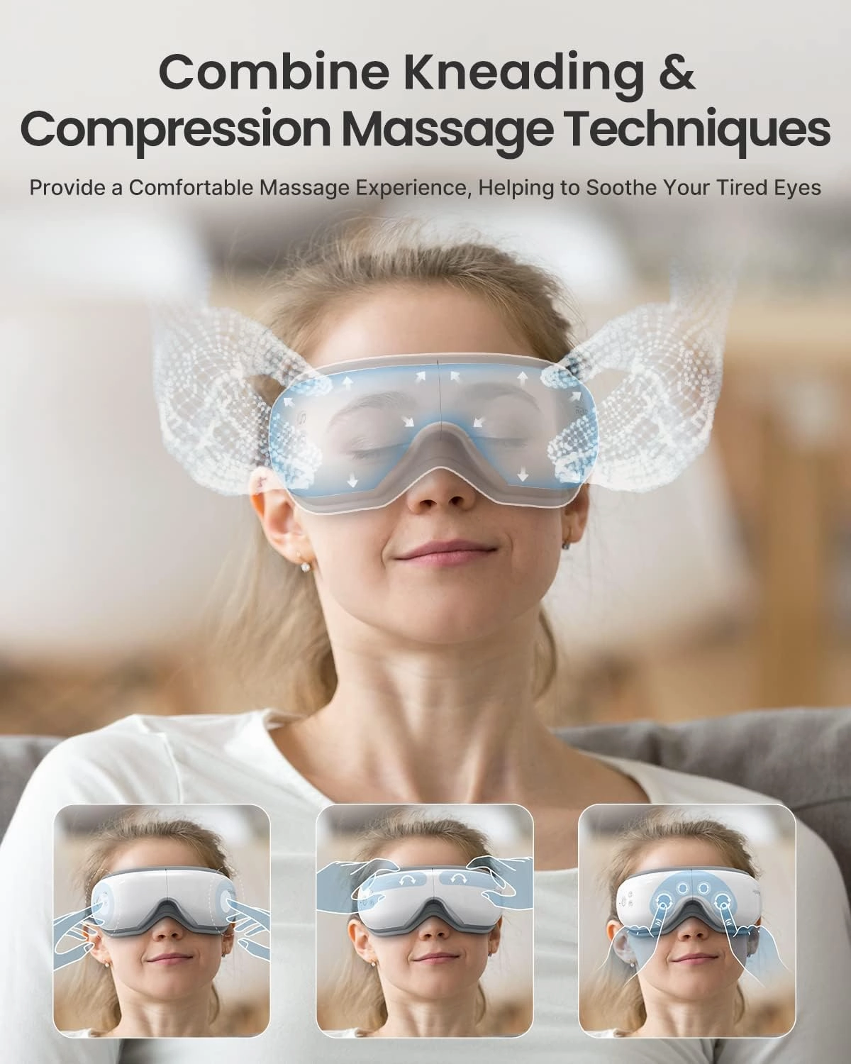 RENPHO FSA/HSA Eligible Eye Massager with App Control, Face Massager for Migraine Relief, Sleep Mask Massage Setting with DIY Mode, Fathers Day Birthday Gifts for Mom Dad Women Men