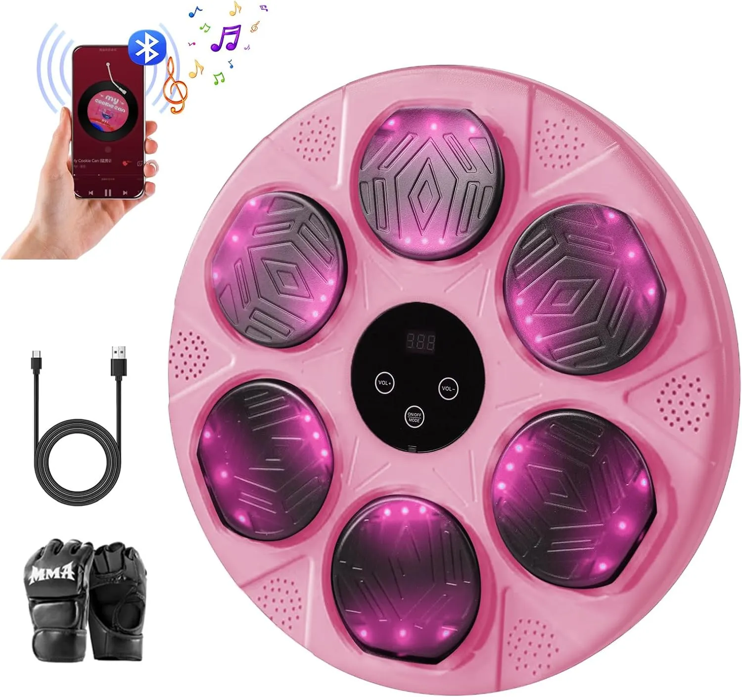 renZEC 2025 Music Boxing Machine for Adults and Kids, Smart Bluetooth Punching Bag with Boxing Gloves, Boxing Wall Mount Machine, Target Training Equipment for Home, Office, Gym(Upgrade)