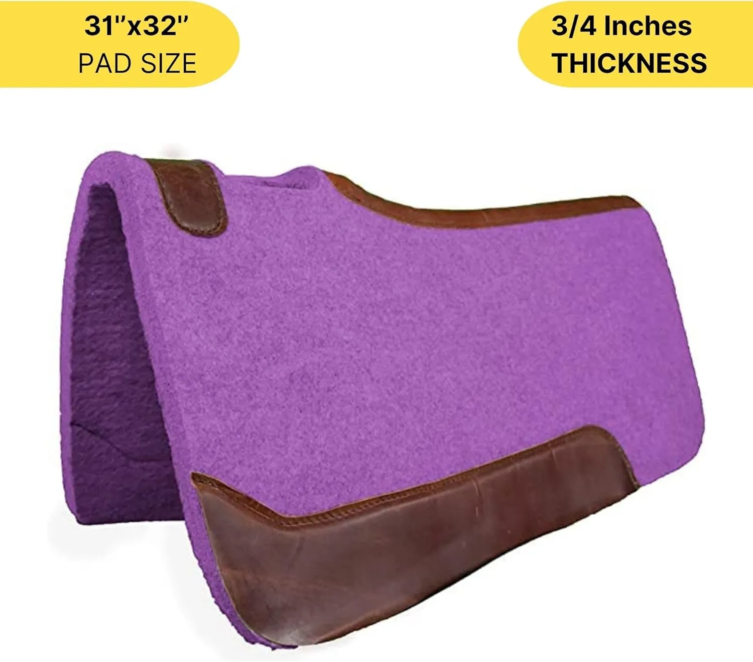 RESISTANCE Handcrafted 31” x 32” Synthetic Felt Performance Saddle Pad with Wear Leathers for Horse Saddle, Handmade Long Lasting Felt Saddle Pad for Horse Available in 3/4" Thickness