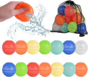 Reusable Silicone Water Balloons for Kids – 14PCS Soft Refillable Water Balloon, Non-Magnetic Safe Summer Pool Water Toys for Boys & Girls Ages 3-12, Outdoor Beach Party Games Supplies