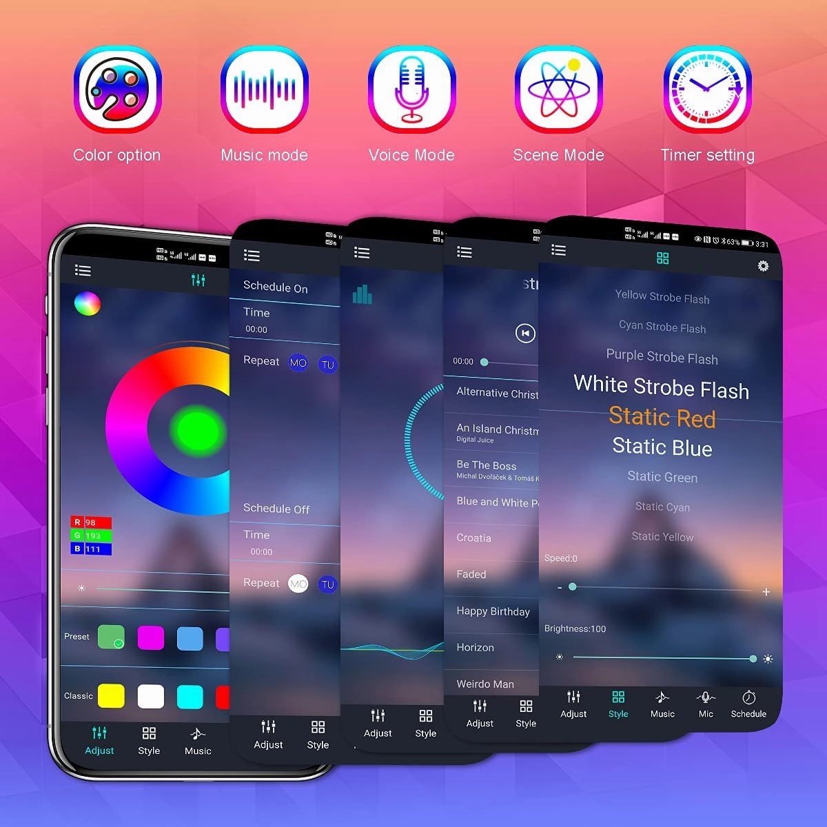 RGB Smart Music Sync LED Lamp with IR Remote and Smart APP