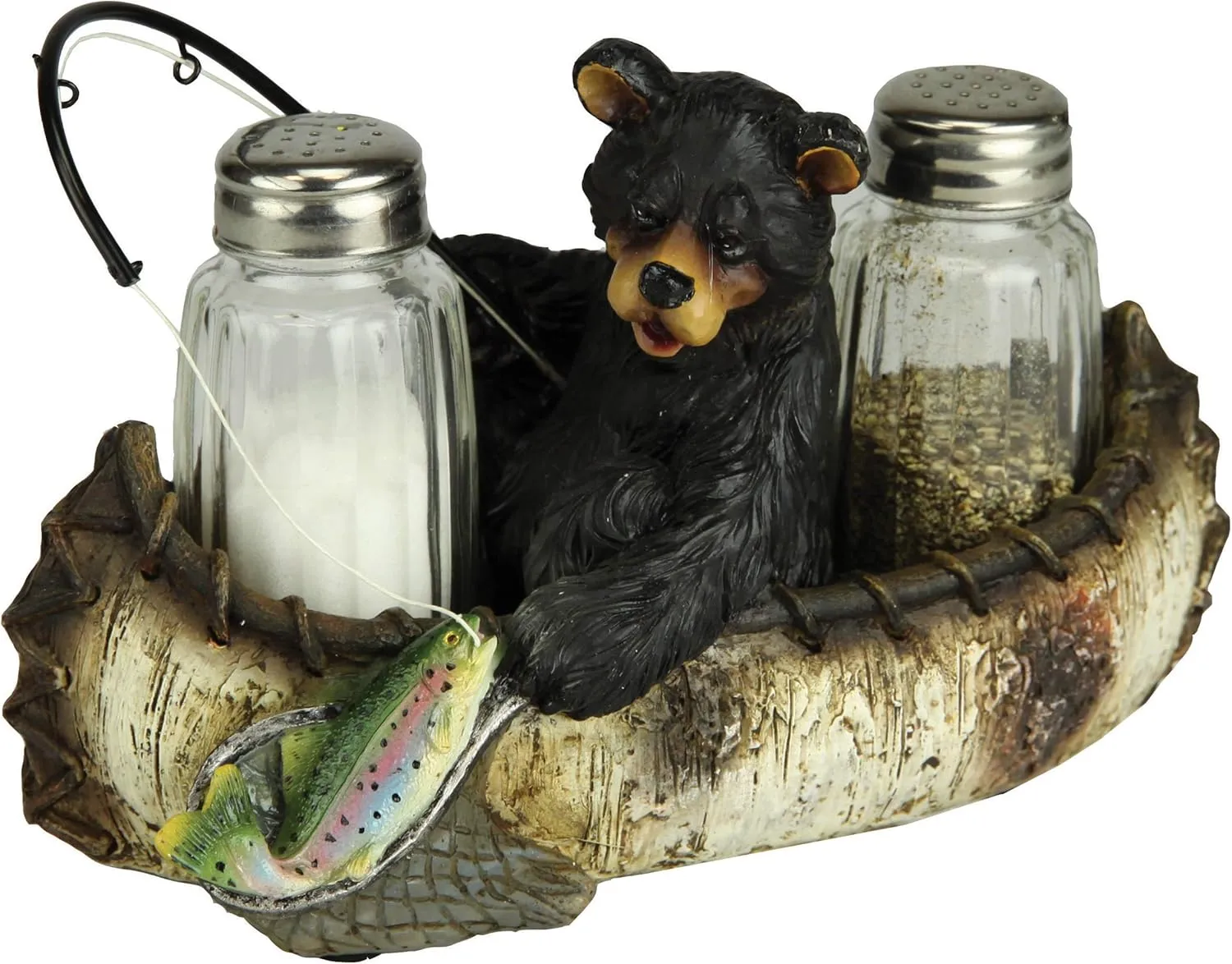 Rivers Edge Products Salt and Pepper Shakers Set, Unique Poly Resin and Glass Spice Dispenser, Novelty Kitchen Counter Décor
