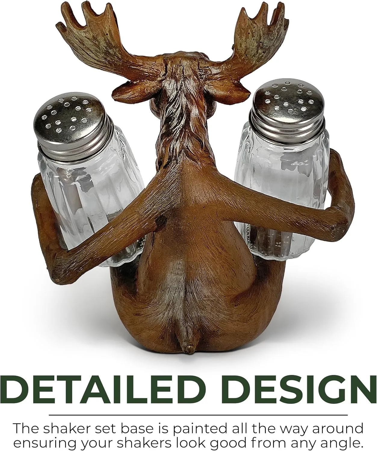 Rivers Edge Products Salt and Pepper Shakers Set, Unique Poly Resin and Glass Spice Dispenser, Novelty Kitchen Counter Décor