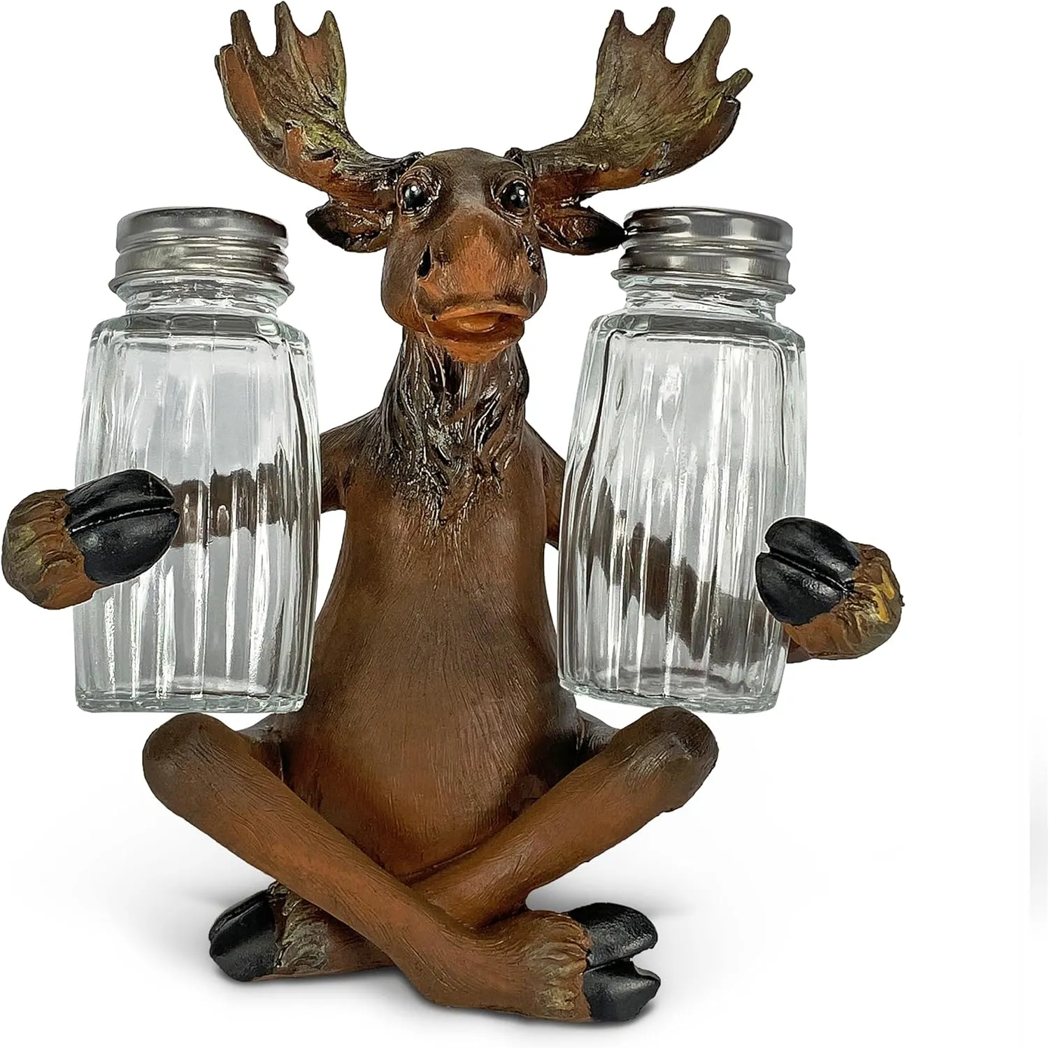 Rivers Edge Products Salt and Pepper Shakers Set, Unique Poly Resin and Glass Spice Dispenser, Novelty Kitchen Counter Décor