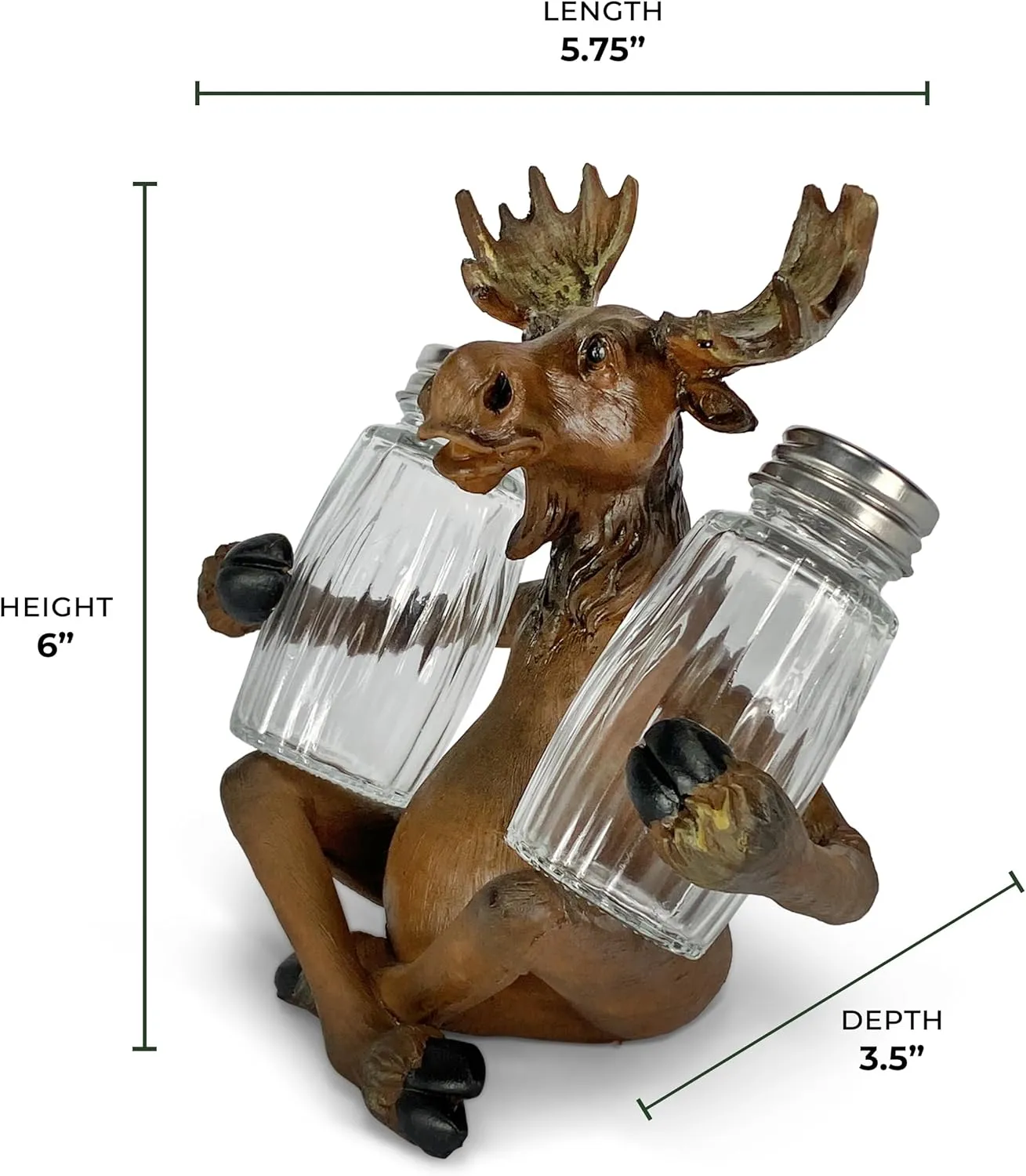 Rivers Edge Products Salt and Pepper Shakers Set, Unique Poly Resin and Glass Spice Dispenser, Novelty Kitchen Counter Décor