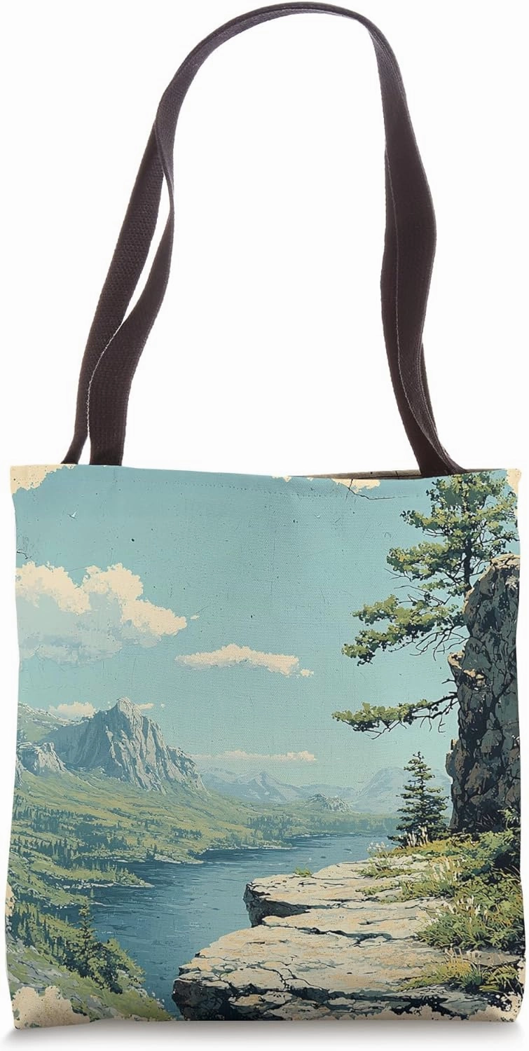 Rocky Outcrop View Landscape Vintage Graphic Tote Bag