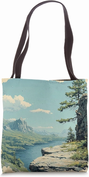 Rocky Outcrop View Landscape Vintage Graphic Tote Bag