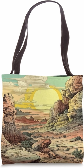 Rocky Outcrop With View Vintage Landscape Graphic Tote Bag