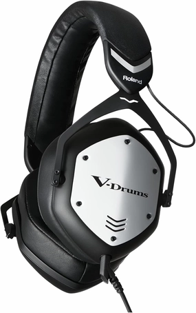 Roland VMH-D1 V-Drums Headphones | Designed by Roland & V-Moda for V-Drums & All Electronic Drum Kits | Immersive Sound | Long Cable for Tangle-Free Drumming | Customizable Shields, Black