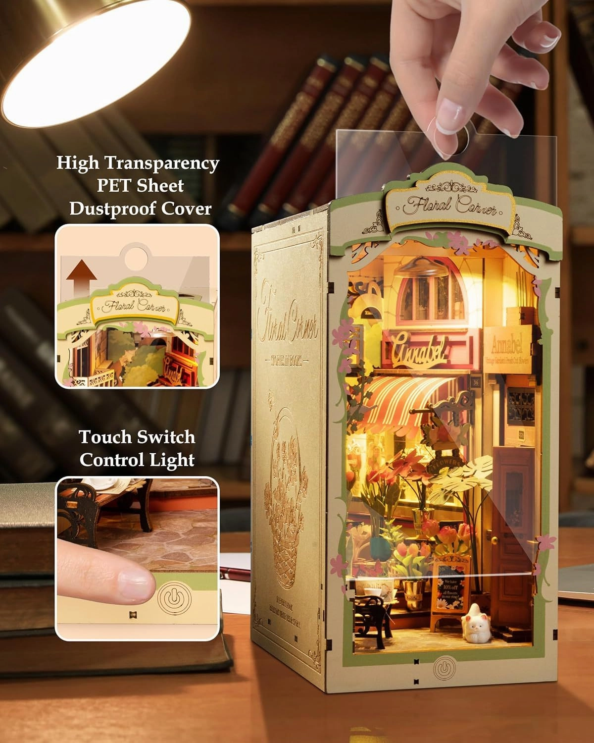 Rolife Floral Corner DIY Book Nook Shelf Insert Kit