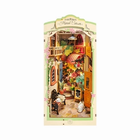Rolife Floral Corner DIY Book Nook Shelf Insert Kit 3D Wooden Dollhouse For Gift