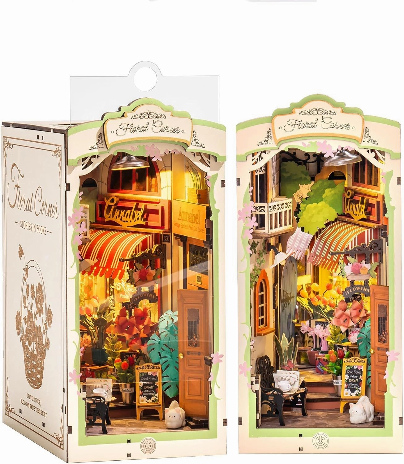 Rolife Floral Corner DIY Book Nook Shelf Insert Kit