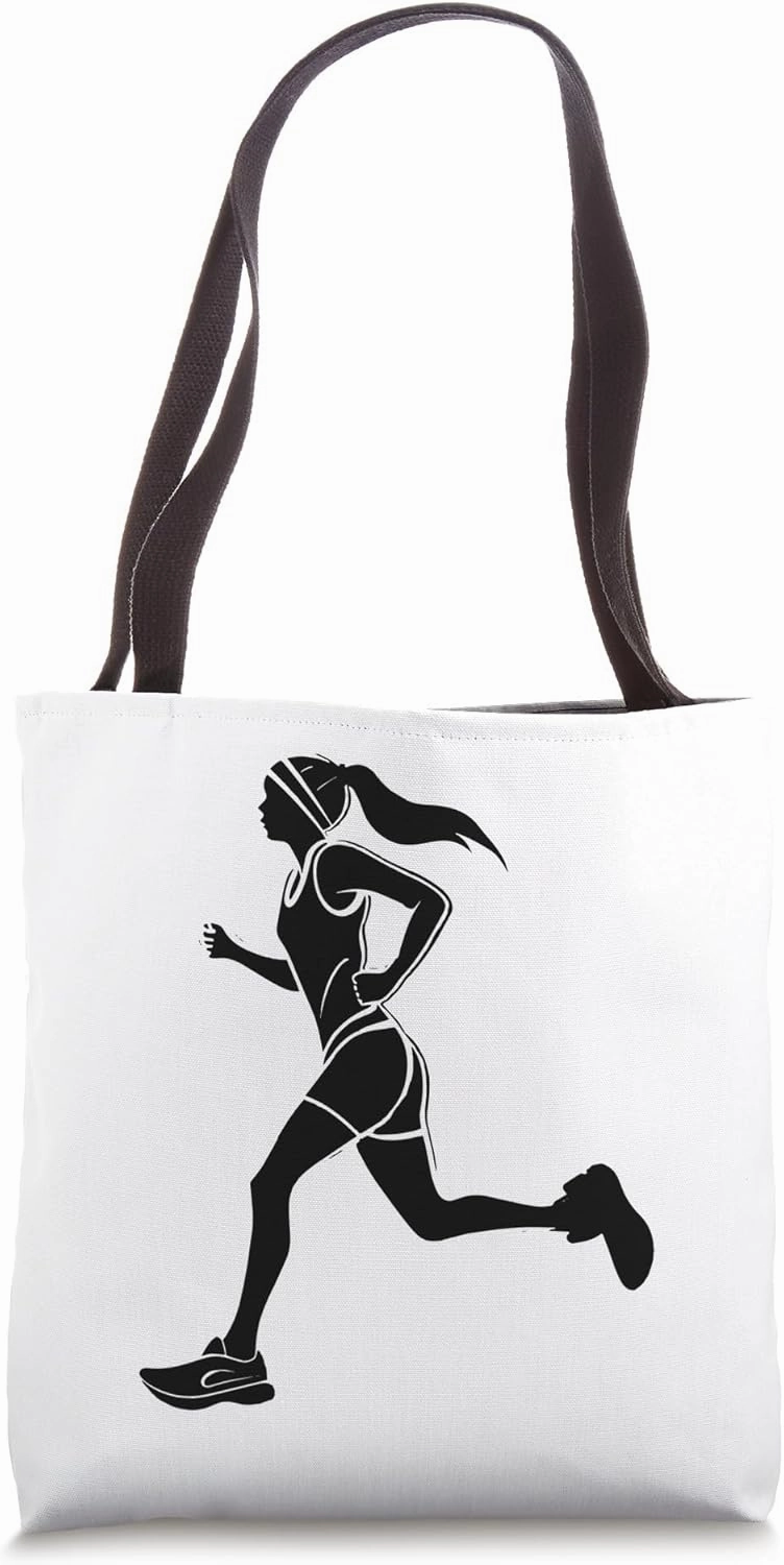 Runner Girl Drawing Jogger Running Workout Tote Bag