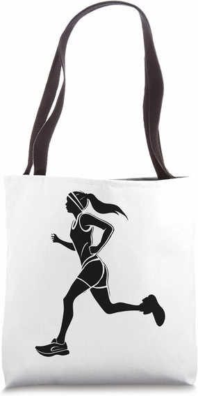 Runner Girl Drawing Jogger Running Workout Tote Bag