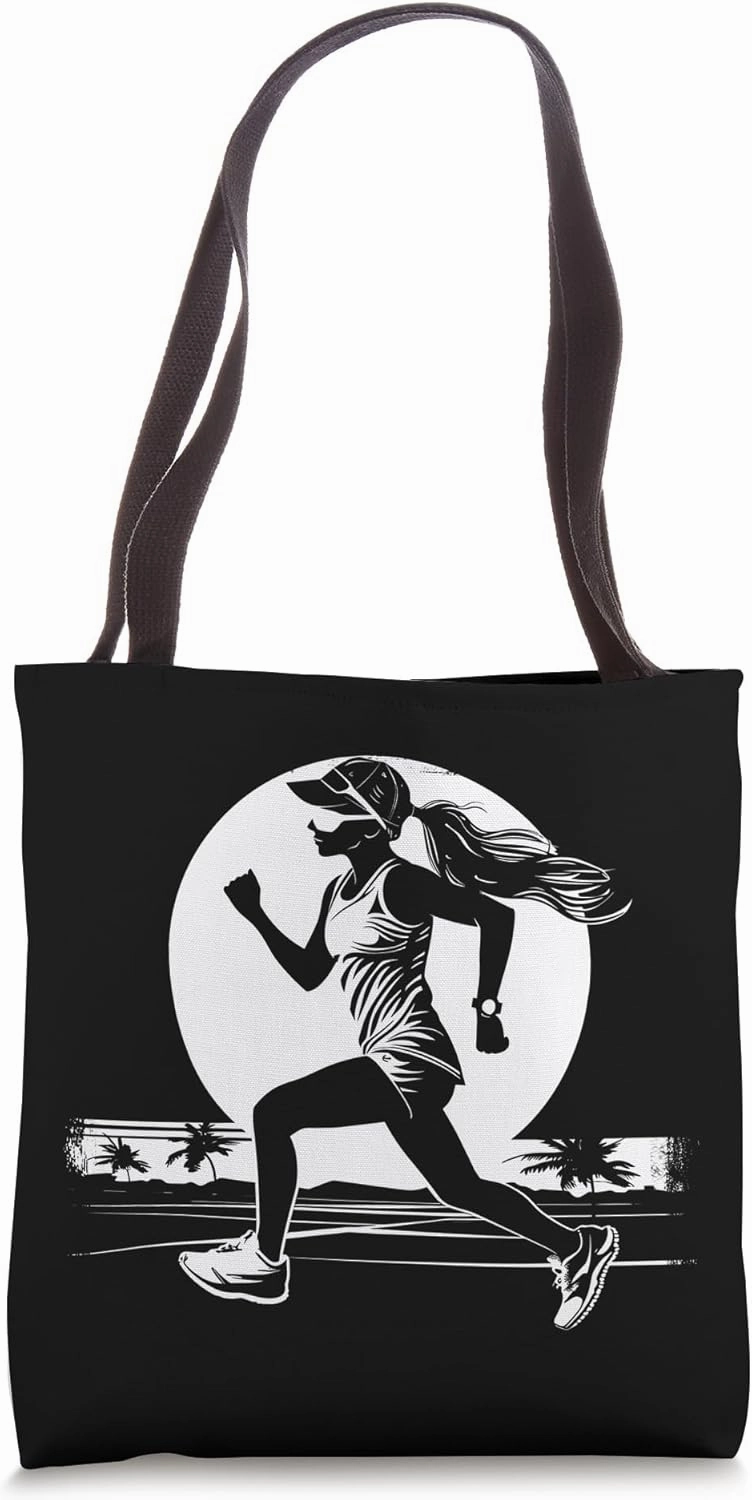 Runner Girl Drawing Jogger Sprinting Tote Bag