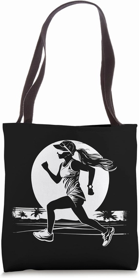 Runner Girl Drawing Jogger Sprinting Tote Bag