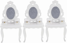 SAFIGLE 3pcs Miniature Dressing Table Mirror Scale Dollhouse Furniture for Realistic Home Decor Compact Simulation Makeup Table Accessories for Mini House Decoration