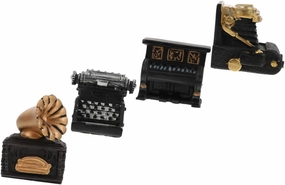 SAFIGLE Decorative Mini House Ornament 4pcs Resin Miniature Piano Model Vintage Style Typewriter Model for Home
