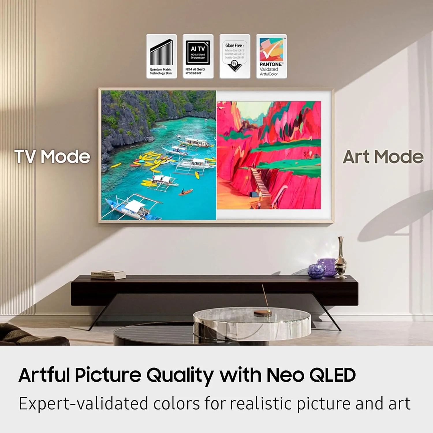 SAMSUNG 65-Inch Class The Frame Pro LS03FW 4K Neo QLED Mini LED Smart TV (2025 Model) Modern Frame Design with Wireless One Connect, NQ4 AI Gen3 Processor, Art Mode, Samsung Vision AI, Alexa Built-in