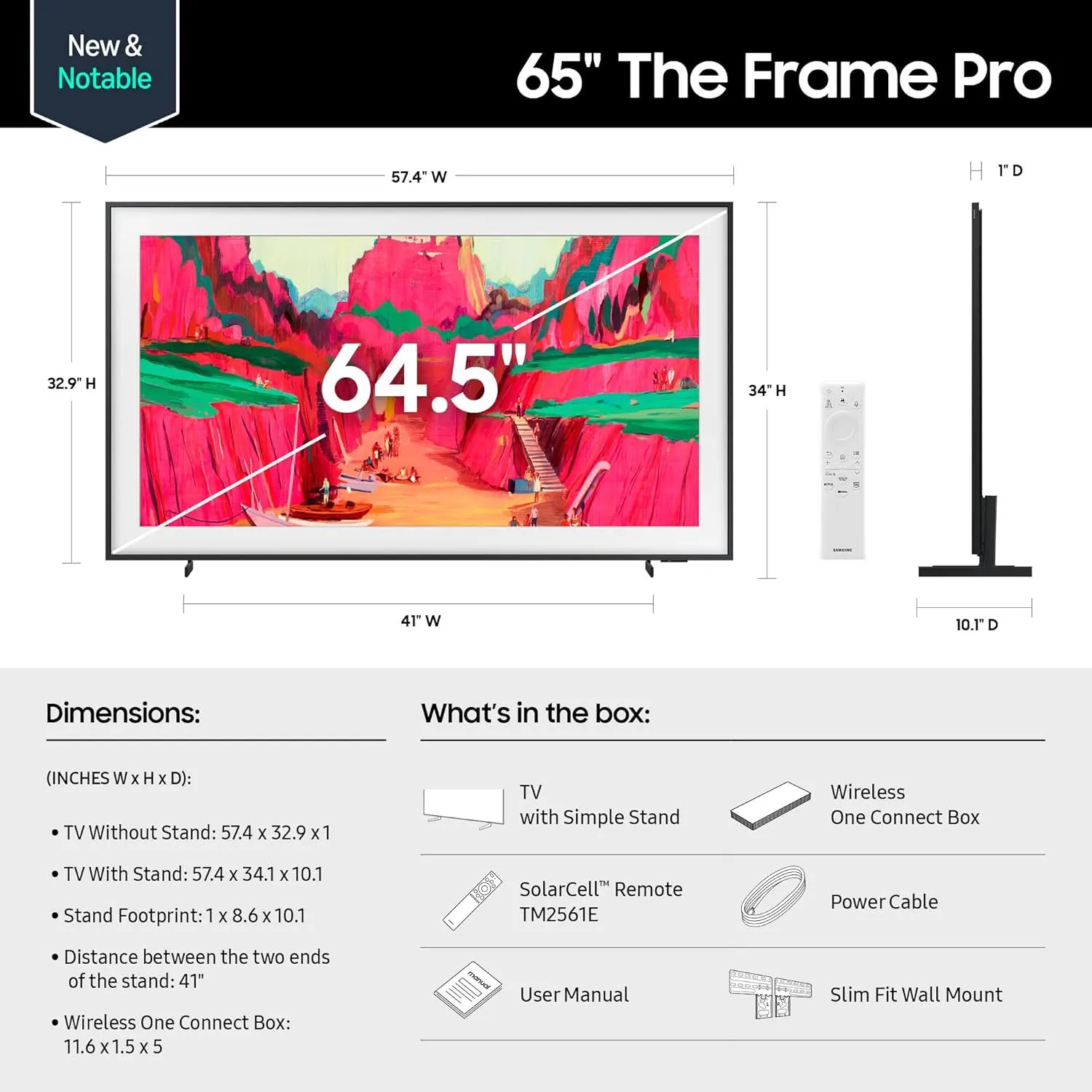 SAMSUNG 65-Inch Class The Frame Pro LS03FW 4K Neo QLED Mini LED Smart TV (2025 Model) Modern Frame Design with Wireless One Connect, NQ4 AI Gen3 Processor, Art Mode, Samsung Vision AI, Alexa Built-in