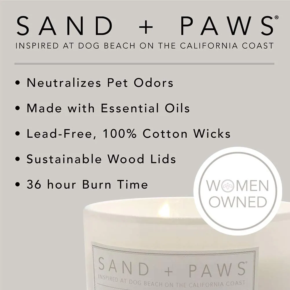Sand   Paws Scented Candle -California Beach House –Luxurious Air Freshening Jar Candles Neutralize pet Odors and Enhance Home décor – 100% Cotton Lead-Free Wicks - 12oz