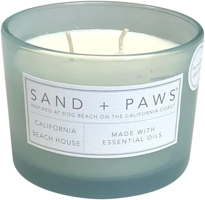 Sand   Paws Scented Candle -California Beach House –Luxurious Air Freshening Jar Candles Neutralize pet Odors and Enhance Home décor – 100% Cotton Lead-Free Wicks - 12oz